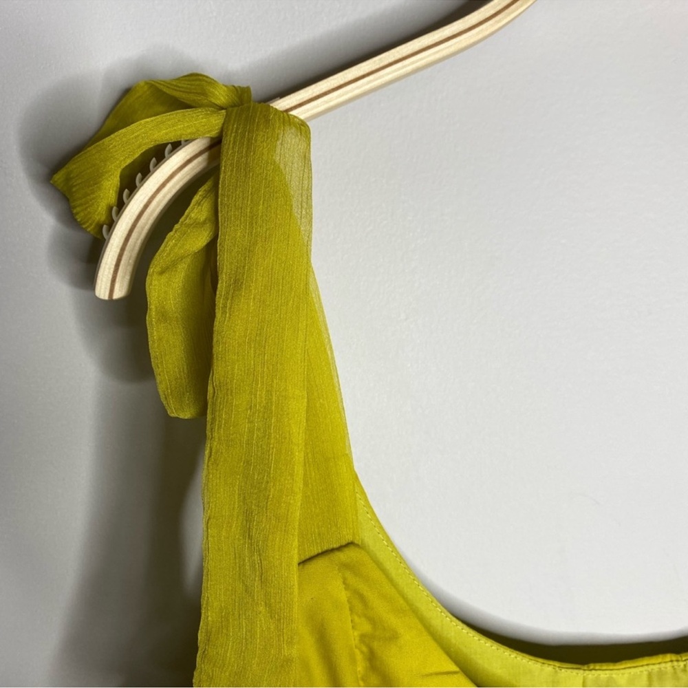 πͺ² NWT Anthropologie Sunday in Brooklyn chartreuse peplum ribbon XL tank top - Picture 3 of 10